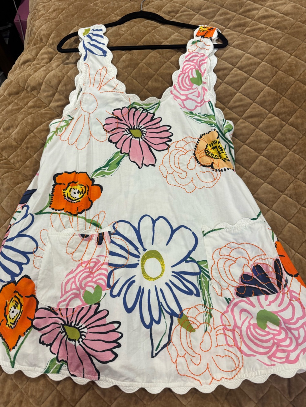 ANTHROPOLOGIE multi color bloom ROMPER w/pockets! Embroidery& ricrac detail! NEW